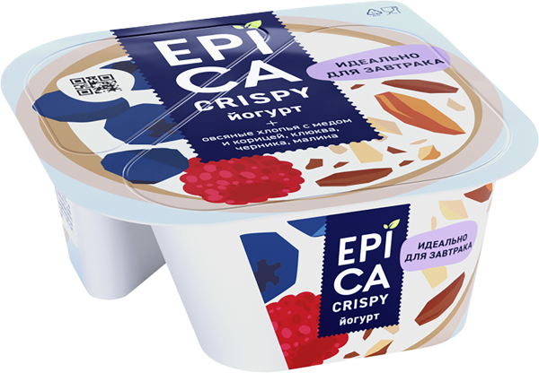 Изображение Йогурт 6,5% Эпика Криспи мюсли сушеные ягоды Эрманн п/б, 138 г