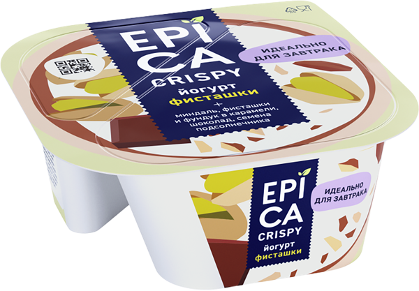 Изображение Йогурт 10,5% Эпика Криспи фисташка с семечками Эрманн п/б, 140 г