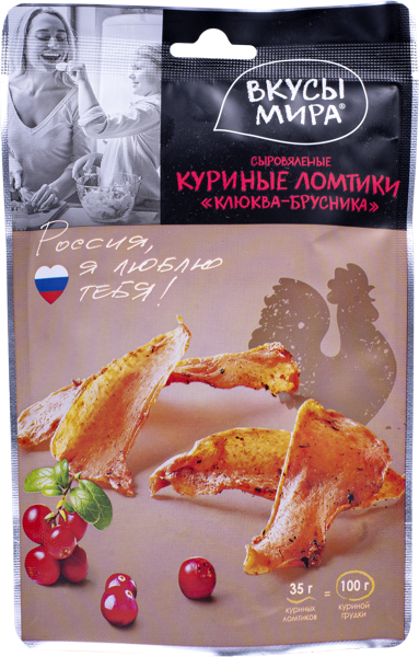 Изображение Снэк куриные ломтики Вкусы мира клюква брусника Снэк Тайм м/у, 35 г