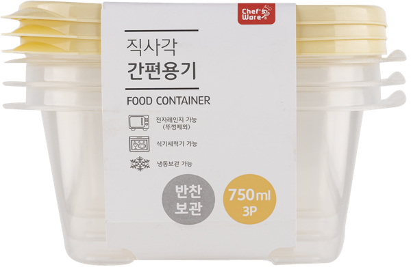 Изображение Контейнер 750мл для хранения Тарк прямоугольный желтый Донг Янг , 3 шт