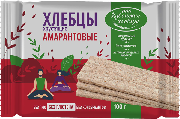 Изображение Хлебцы г.Краснодар Кубанские хлебцы амарантовые без глютена Кубанские хлебцы м/у, 100 г