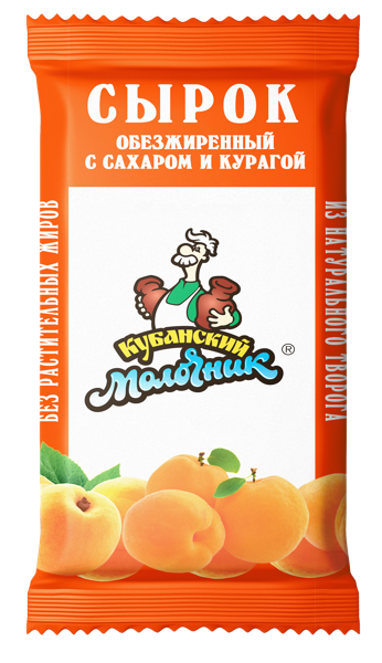 Изображение Сырок творожный обезжиренный Кубанский Молочник курага Ленинградский СК м/у, 100 г