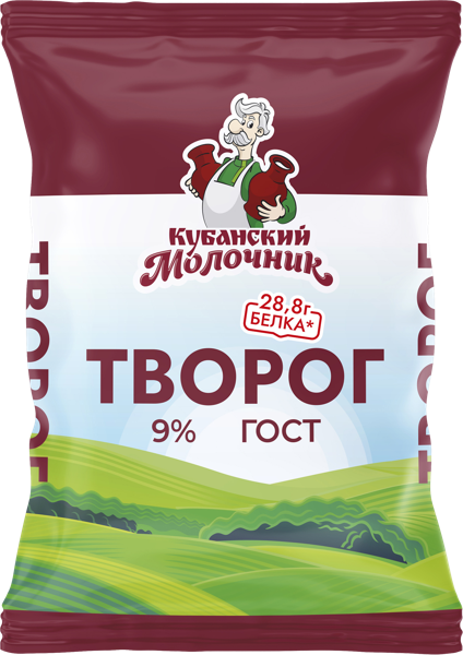 Изображение Творог 9% Кубанский Молочник Ленинградский СК м/у, 180 г