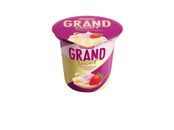 Изображение Десерт 6% со взбитыми сливками Эрманн Гранд десерт клубника белый шоколад Эрманн п/б, 200 г