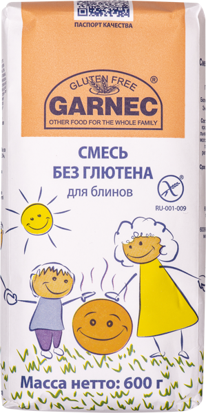 Изображение Смесь для выпечки Гарнец Без глютена блины Гарнец м/у, 600 г