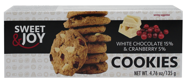Изображение Печенье Свит энд Джой белый шоколад клюква Свит Брендс кор, 135 г