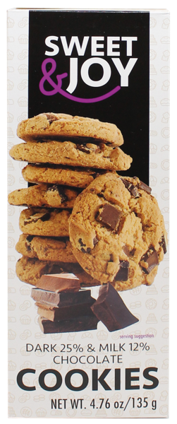 Изображение Печенье с кусочками шоколада Свит энд Джой темный молочный Свит Брендс кор, 135 г