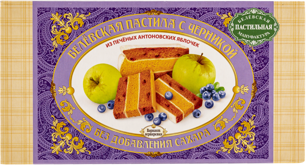 Изображение Пастила без сахара Белевская с черникой Белевская пастила кор, 180 г