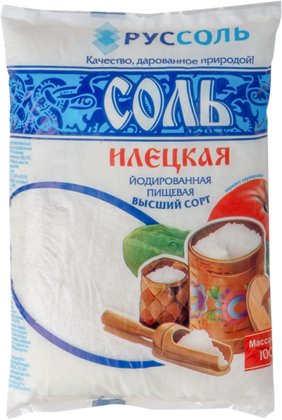 Изображение Соль поваренная пищевая в/с Илецкая помол 1 йодированная Руссоль м/у, 1 КГ