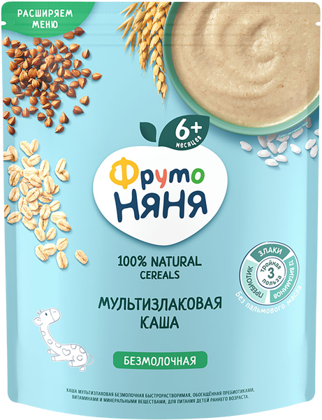 Изображение Каша с 6 мес безмолочная Фрутоняня мультизлаки Прогресс м/у, 200 г
