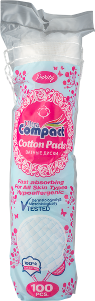 Изображение Ватные диски круглые Ультра компакт 100% хлопок Арсан Кимья м/у, 100 шт