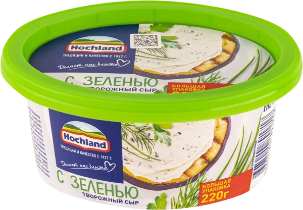 Изображение Сыр творожный Хохланд с зеленью Хохланд Руссланд п/б, 220 г