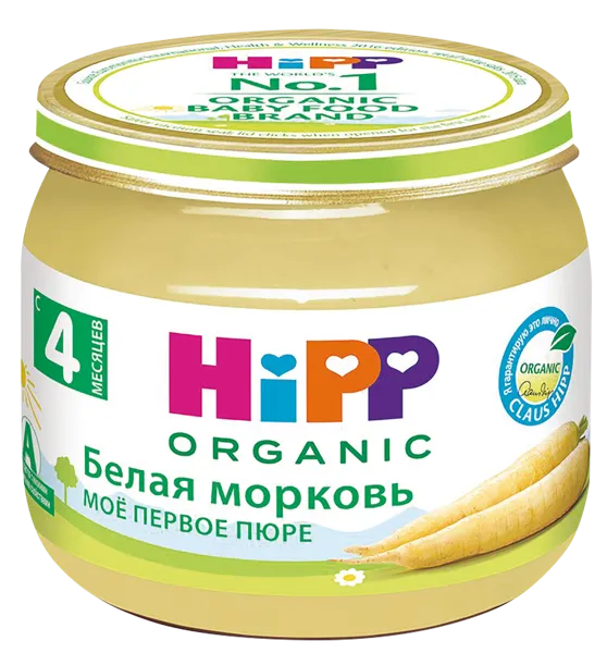 Изображение Пюре овощное с 4 мес Хипп Био белая морковь Хипп с/б, 80 г