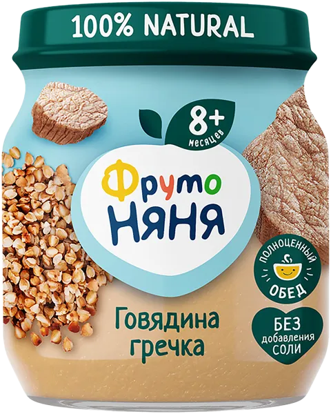 Изображение Пюре мясное с 8 мес Фрутоняня говядина гречка морковь Прогресс с/б, 100 г