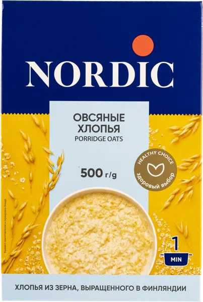 Изображение Хлопья овсяные Нордик 1 минута Копэкер Агро кор, 500 г