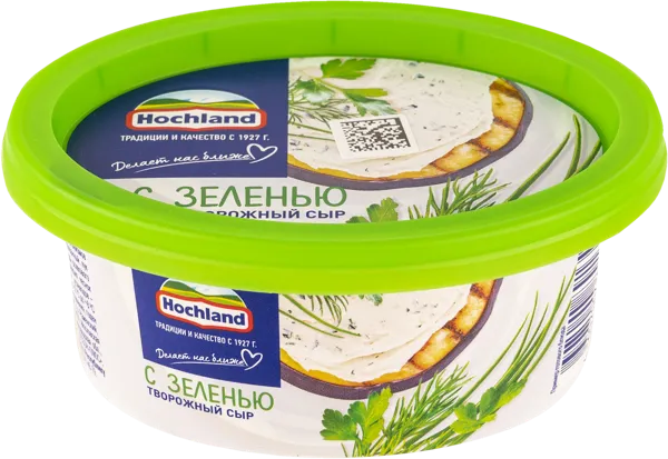Изображение Сыр творожный Хохланд с зеленью Хохланд Руссланд кор, 140 г