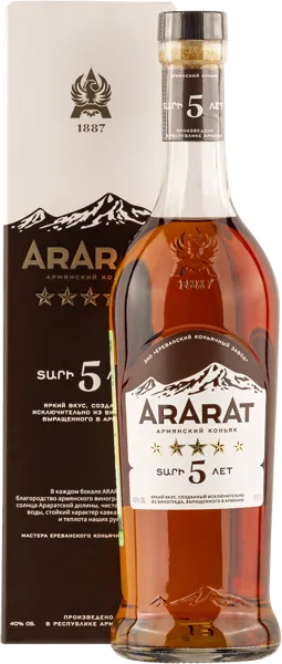 Изображение Коньяк 5 лет 40% Арарат 5 звезд ЕКЗ п/у, 0,5 л