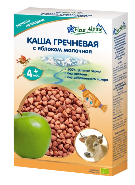 Изображение Каша с 4 мес молочная Флер Альпин БИО гречка яблоко Топфер Гмбх кор, 200 г
