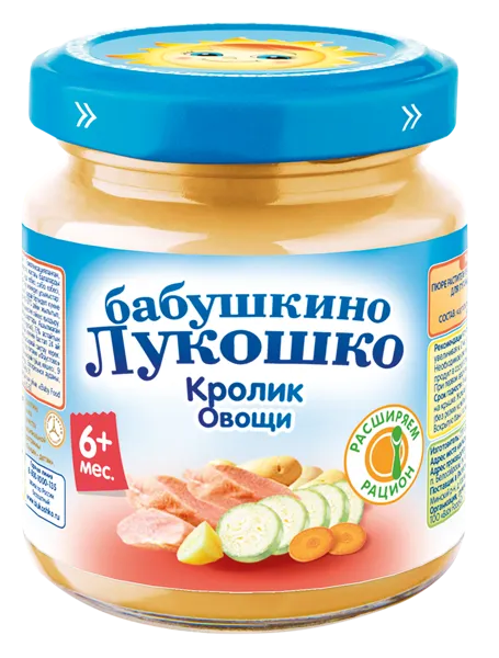 Изображение Пюре мясное с 6 мес Бабушкино Лукошко кролик овощное рагу Фаустово ЗДП с/б, 100 г