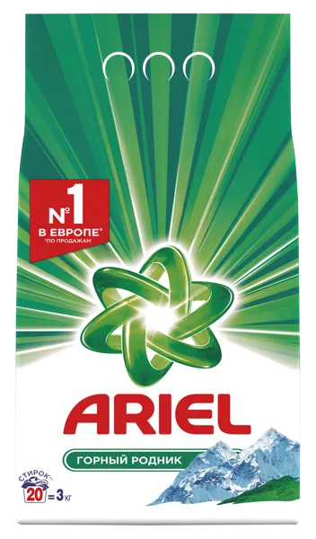 Изображение Стиральный порошок автомат Ариель горный родник белое белье Проктер Энд Гэмбл м/у, 3 КГ