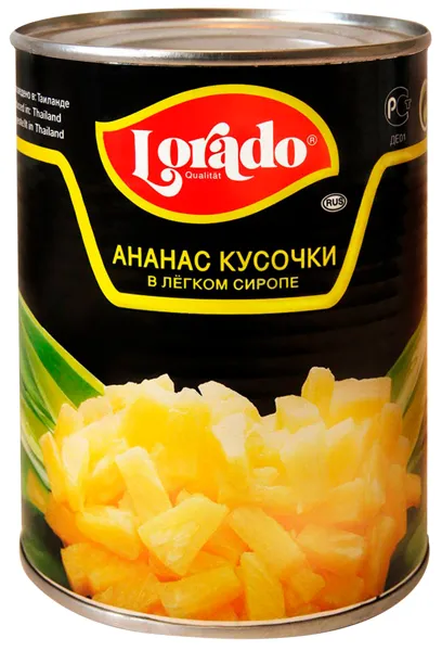 Изображение Ананасы в сиропе Лорадо кусочки Меркур Гамбург ж/б, 580 г