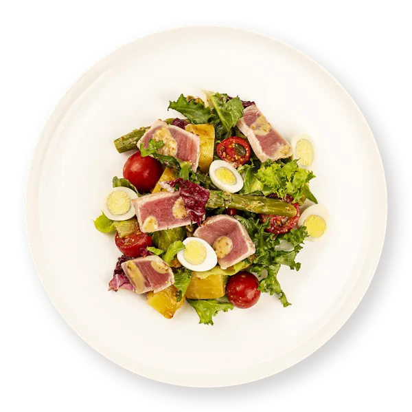 Изображение Салат с горчичным соусом Нисуаз с тунцом спаржей и картофелем В.Порядин-Табрис вес 