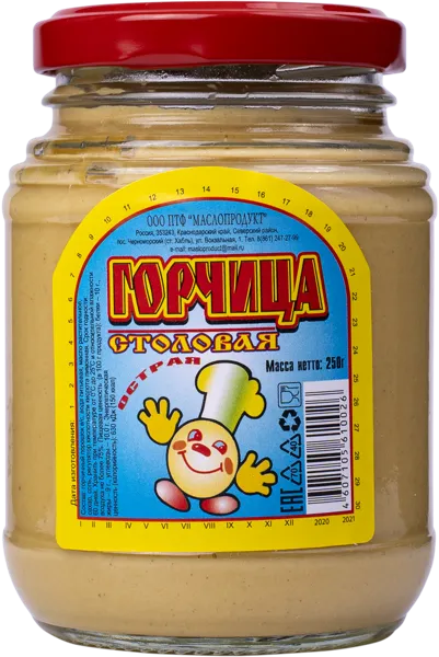 Изображение Горчица Маслопродукт столовая Маслопродукт с/б, 250 г