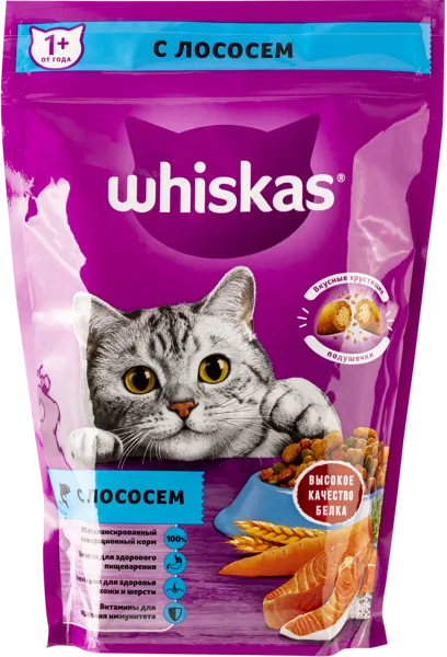 Изображение Корм для кошек Вискас Вкусные подушечки паштет обед с лососем Марс к/у, 350 г