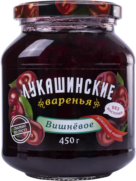 Изображение Варенье из вишни Лукашинские без косточки Вологодский комбинат с/б, 450 г