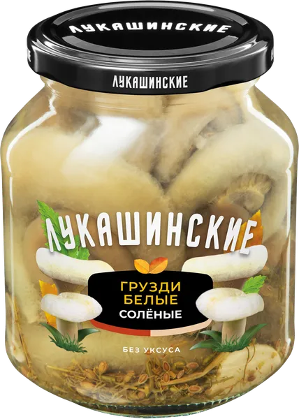 Изображение Грузди соленые Лукашинские белые Меленковский КЗ с/б, 340 г