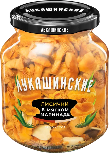 Изображение Лисички маринованные Лукашинские Меленковский КЗ с/б, 340 г