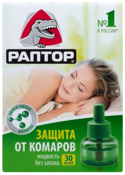 Изображение Жидкость от комаров 30 ночей Раптор без запаха Юпеко к/у, 30 мл