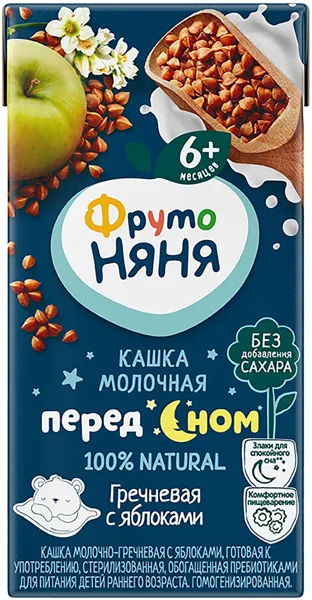 Изображение Каша с 6 мес с молоком Фрутоняня гречневая с яблоком Прогресс т/п, 200 г