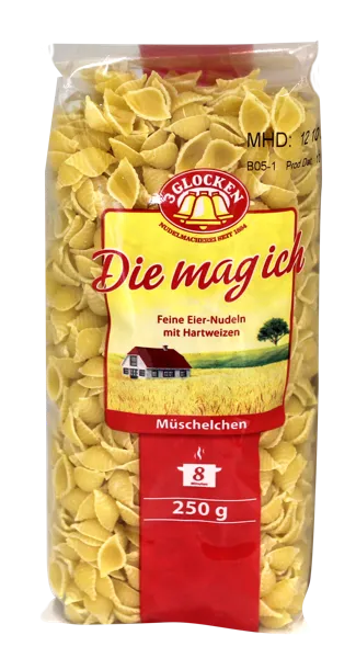 Изображение Макароны из двух яиц 3 Колокольчика ракушки мелкие №2 3 GLOCKEN м/у, 250 г