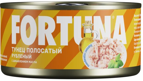 Изображение Тунец в масле Фортуна полосатый рубленый Голден Прайз Кеннинг ж/б, 185 г