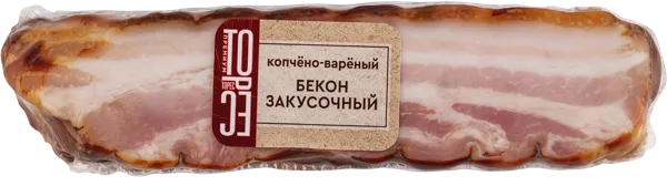 Изображение Мясо свиное варено-копченое Торес бекон закусочный Торес в/у 