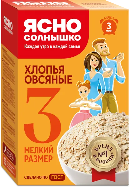 Изображение Хлопья овсяные Ясно Солнышко 3 мин № 3 Петербургский МК к/у, 350 г