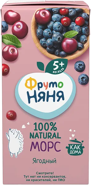 Изображение Морс с 5 мес Фрутоняня клюква черника вишня Прогресс т/п, 200 мл