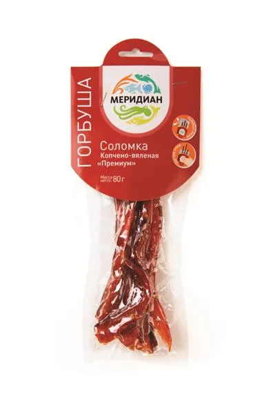 Изображение Рыба копчено-вяленая Меридиан горбуша соломка Меридиан ТД ООО в/у, 80 г