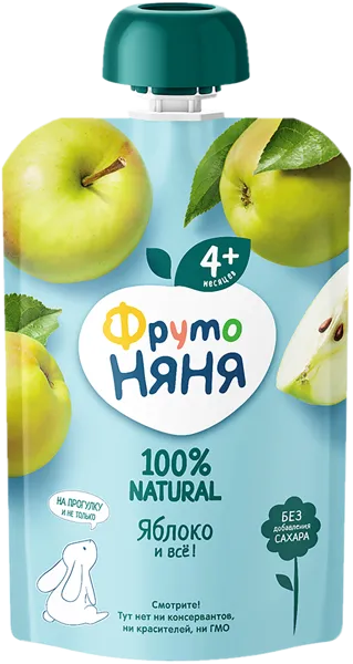 Изображение Пюре фруктовое с 4 мес Фрутоняня яблоко Прогресс пауч, 90 г