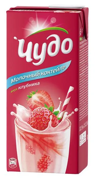 Изображение Коктейль 2% молочный Чудо клубника ВБД т/п, 950 мл