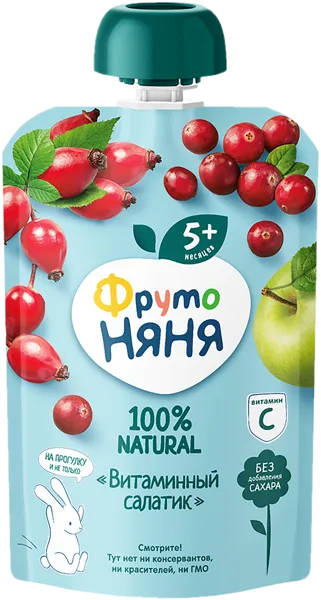 Изображение Пюре фруктовое с 5 мес Фрутоняня витаминный салатик Прогресс пауч, 90 г