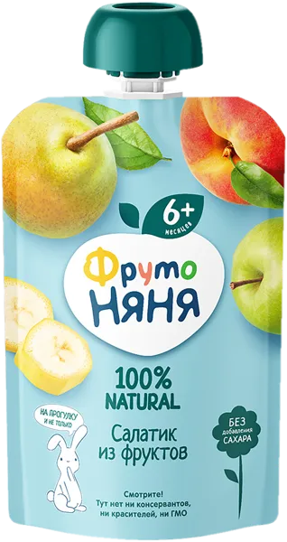 Изображение Пюре фруктовое с 6 мес Фрутоняня салатик из фруктов Прогресс пауч, 90 г
