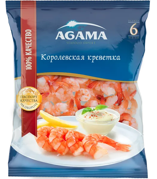 Изображение Морепродукты в/м для закусок Агама креветки королевские Агама м/у, 850 г