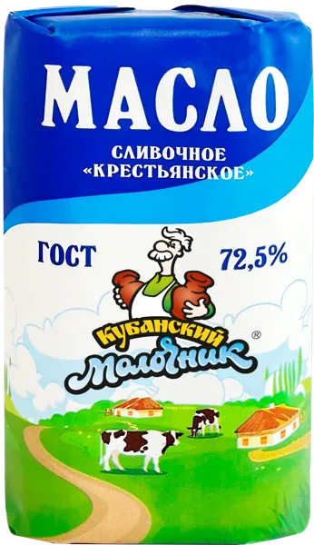 Изображение Масло 72,5% сливочное Кубанский Молочник крестьянское Ленинградский СК м/у, 170 г
