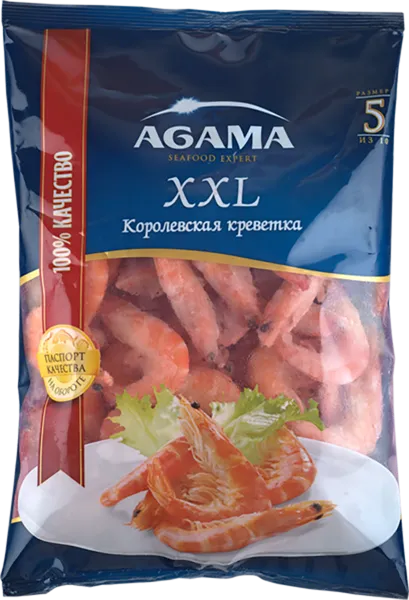 Изображение Морепродукты в/м 41/50 Агама креветки королевские Агама м/у, 700 г