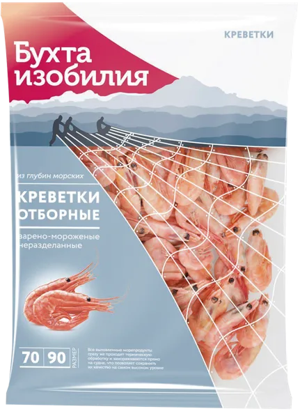 Изображение Морепродукты замороженные Бухта Изобилия креветки отборные 70/90 Агама м/у, 850 г