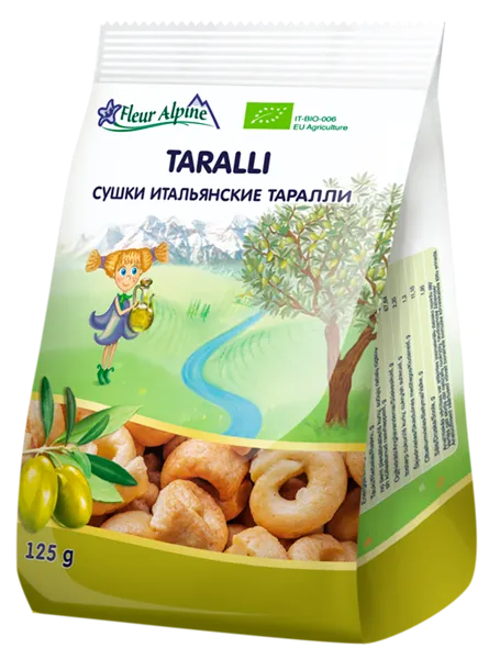 Изображение Сушки на оливковом масле Флер Альпин БИО таралли Тентацьони пульези м/у, 125 г