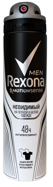 Изображение Дезодорант спрей мужской Рексона невидимый черное белое Юнилевер ж/б, 150 мл