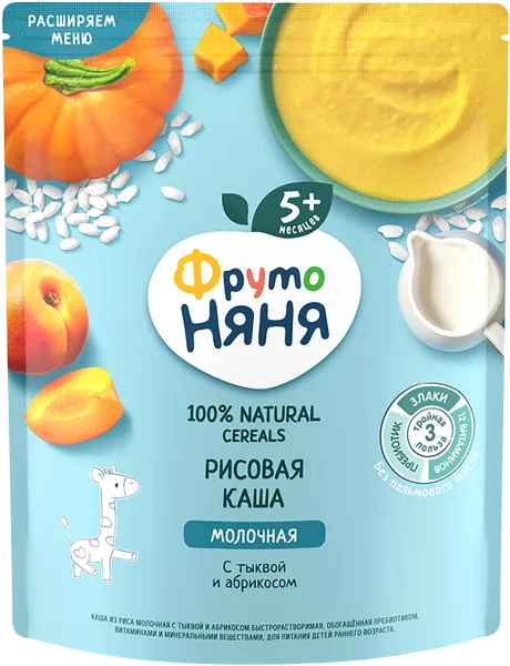 Изображение Каша с 5 мес с молоком Фрутоняня рис тыква абрикос Прогресс м/у, 200 г